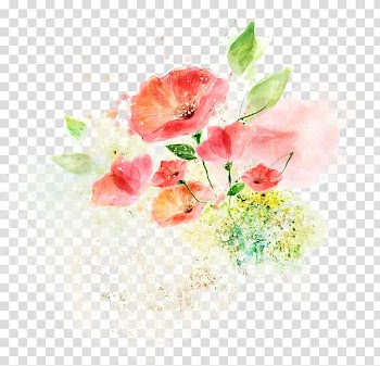 Painting of pink flowers, Flower Watercolor painting Drawing Ink wash painting Illustration, flower transparent background PNG clipart