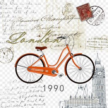 Painting Stock photography Bicycle Vintage clothing - Bicycle with postmark stamp image 
