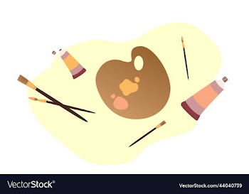 painting tools elements cartoon colorful set art