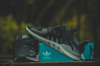 Pair of Black-and-gray Adidas Low Top Sneakers With Box