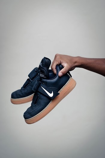 Pair of Black Nike Air Force 1 Low-top Sneakers