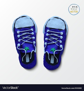 Pair of blue simple sneakers Example gumshoes vector image