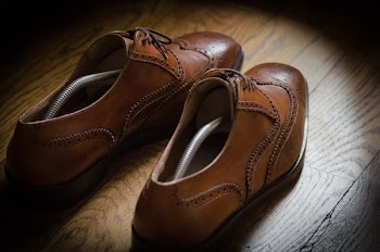 Pair of Brown Leather Oxford Wingtip Shoes