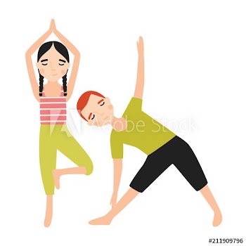 Pair of children dressed in sportswear doing yoga exercise isolated on white background