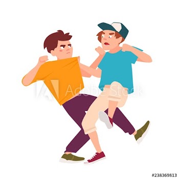 Pair of fighting children