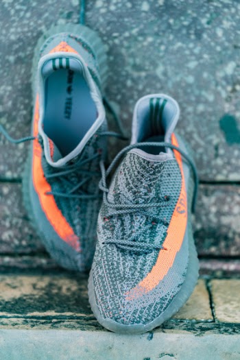 Pair of Gray Adidas Yeezy Boost 350 Shoes
