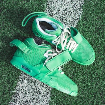 Pair of Green-and-white Velcro Sneakers