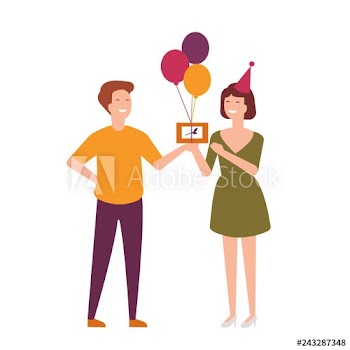 Pair of joyful friends celebrating birthday