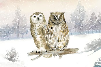 Pair of owls in a winter wonderland watercolo.. | Free stock vector - 489710