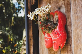 Pair of Red Wooden Shoes