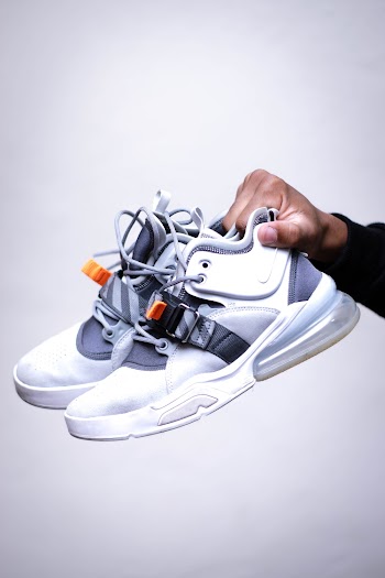 Pair of White-and-gray Sneakers
