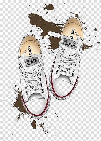 Pair of white Converse All-Star sneakers illustration, Converse Drawing Shoe Chuck Taylor All-Stars Illustration, White skateboard shoes transparent background PNG clipart