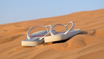 Pair of White Flip-flops on Focus Photo