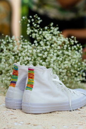 Pair of White High-top Sneakers