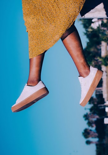 Pair of White Low-top Sneakers