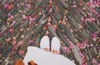 Pair of White Low-top Sneakers
