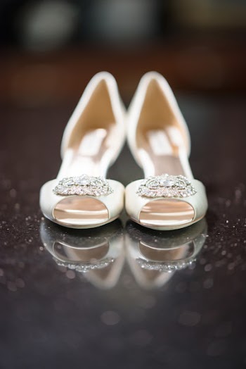 Pair Of White Peep Toe Shoes