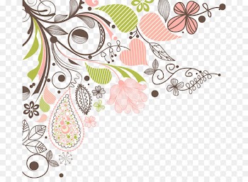 Paisley Picture frame Flower Illustration - Heart-shaped leaves painted stripe water droplets 