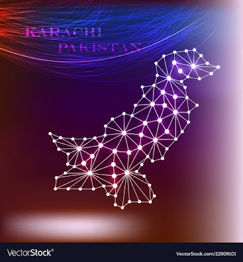 Pakistan map of polygonal mosaic lines network vector image