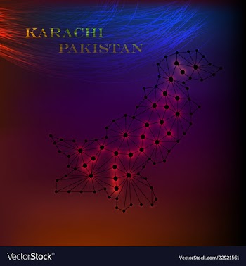 Pakistan map of polygonal mosaic lines network vector image