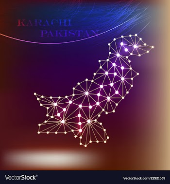 Pakistan map of polygonal mosaic lines network vector image
