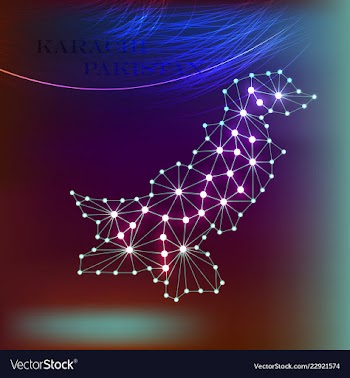 Pakistan map of polygonal mosaic lines network vector image