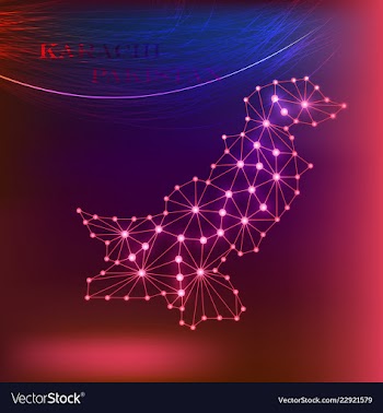Pakistan map of polygonal mosaic lines network vector image