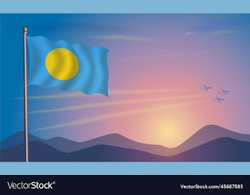 palau flag in the morning sun
