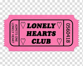Pale s, pink lonely hearts club ticket pass transparent background PNG clipart