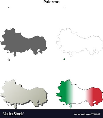 Palermo blank detailed outline map set vector image