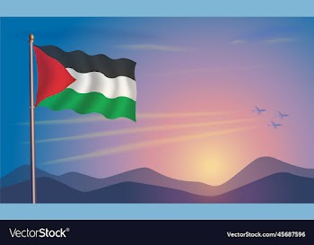palestine flag in the morning sun
