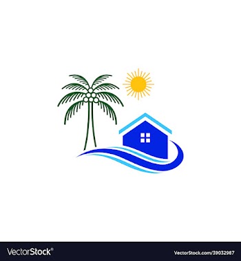 palm house home sun sunny sunset wave logo d