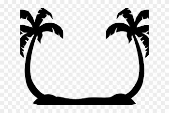 Palm Tree Clip - Tropical Trees Png Black White