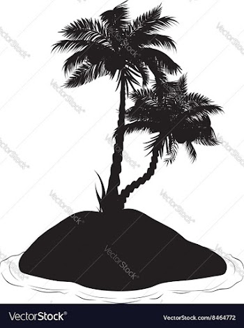 Palm Tree on Island Silhouette2 vector image