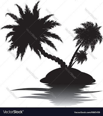 Palm Tree on Island Silhouette3 vector image