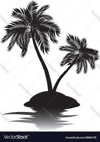 Palm Tree on Island Silhouette4 vector image