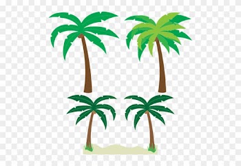 Palm Trees Silhouette Vector Drawing Public Domain - Small Cartoon Palm Tree