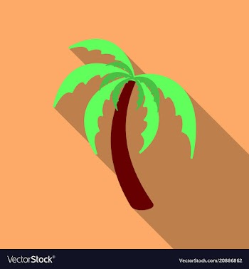 Palm trees with shadow isolated on background vector image
