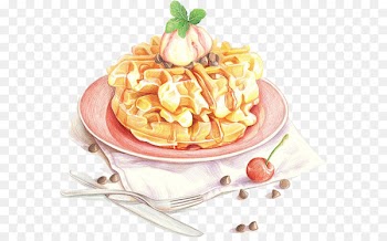Pancake Waffle Food Watercolor painting - cake 