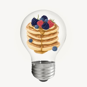 Pancakes in light bulb sticker, | Free PSD - rawpixel