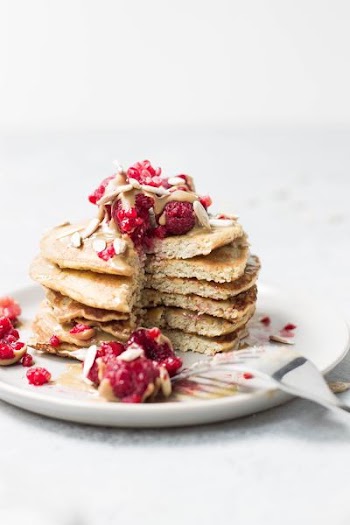 pancakes on white plate