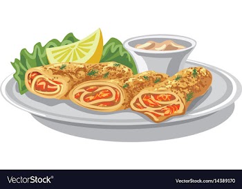  					Pancakes with salmon vector image														