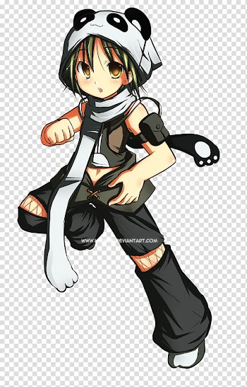 Panda Girl, grey-haired anime character illustration transparent background PNG clipart