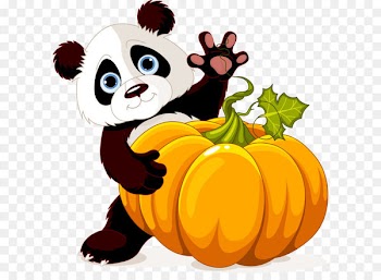 Panda holding pumpkin 