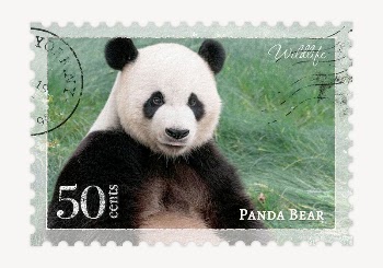 Panda postage stamp, animal collage | Free PSD - rawpixel