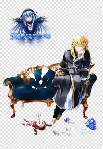 Pandora Hearts Render , blonde-haired anime character sitting on couch illustration transparent background PNG clipart