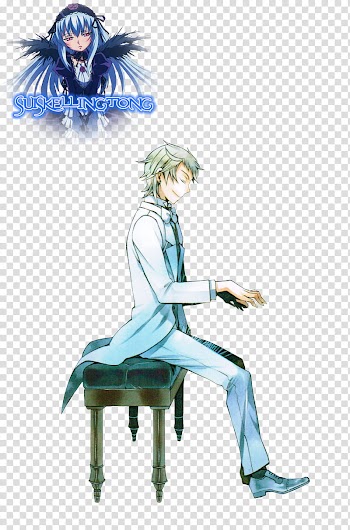 Pandora Hearts Render , male playing piano and female anime characters illustration transparent background PNG clipart