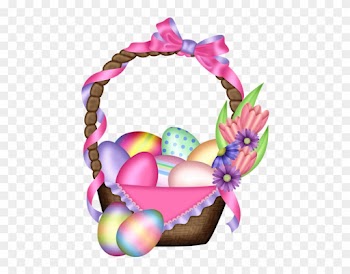 Paniers Oeufs De Paques Poussins Rubans Decos Scrap - Easter Frame Transparent Background