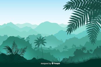 Panoramic view of foliage and tropical forest trees Free Vector