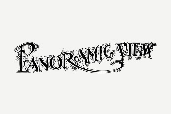 Panoramic view typography drawing, vintage | Free PSD - rawpixel